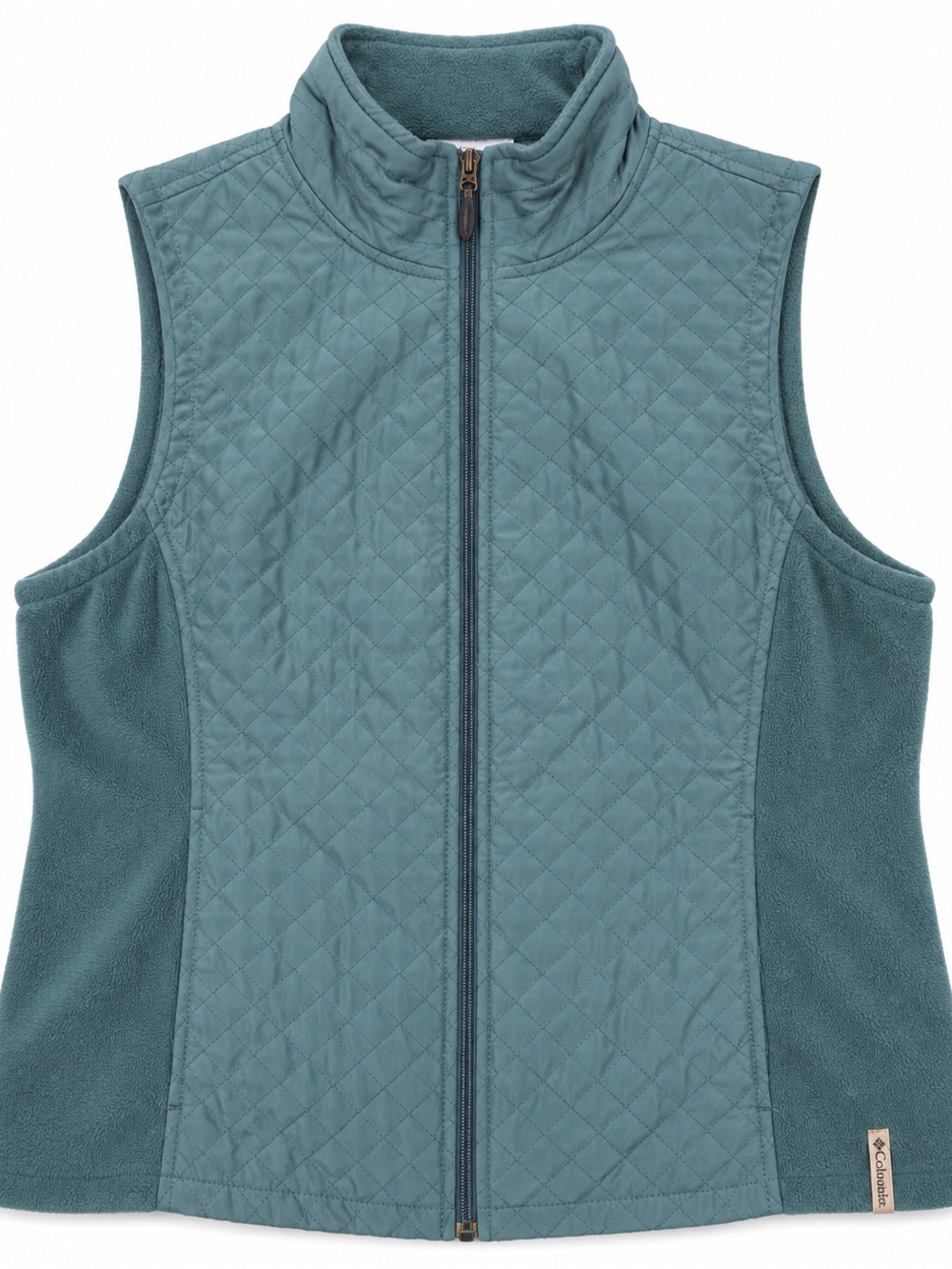 Columbia Women’s Quilted Fleece Full Zip Vest Dark Teal Small Pockets